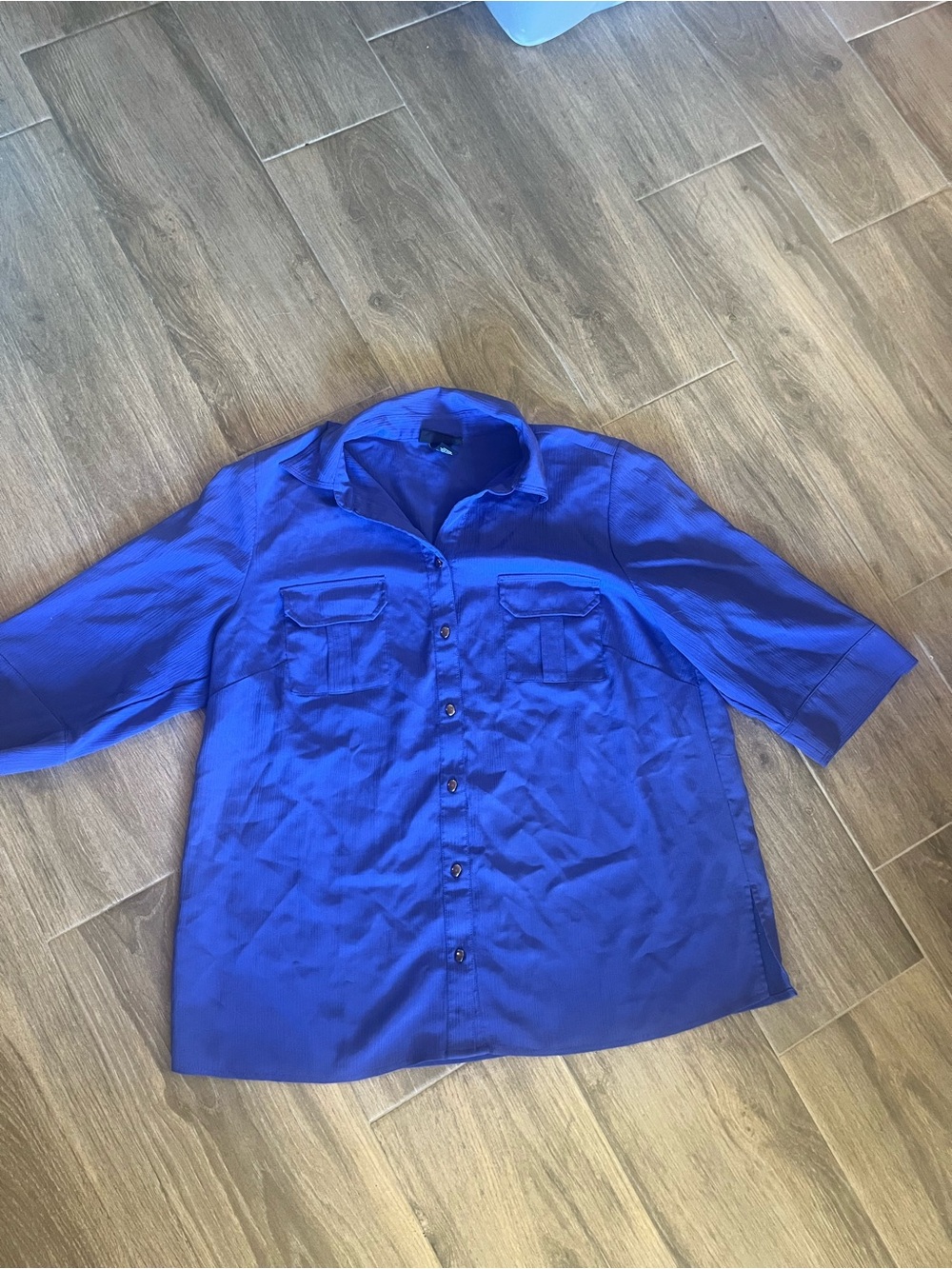 Maggie Barnes Short-Sleeve Button-Front Shirt Jacket - Blue